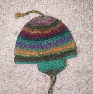 Hand knit winter hat one size